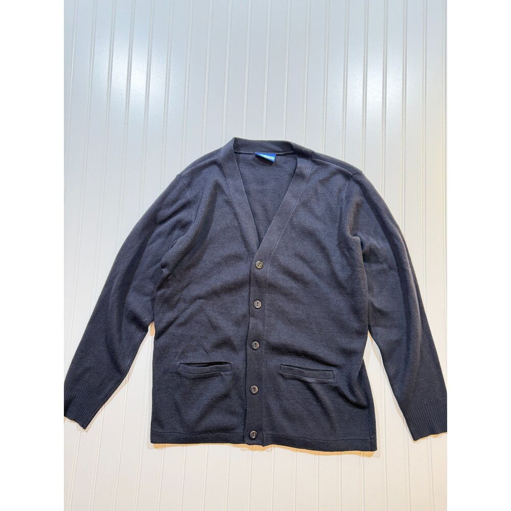Grandpacore Dark Navy Cardigan Knit Button Up Pocket Sweater Unisex Oversized